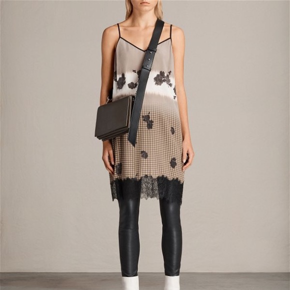 All Saints Dresses & Skirts - All Saints Zeny Gingham Silk Slip Dress Size Medium